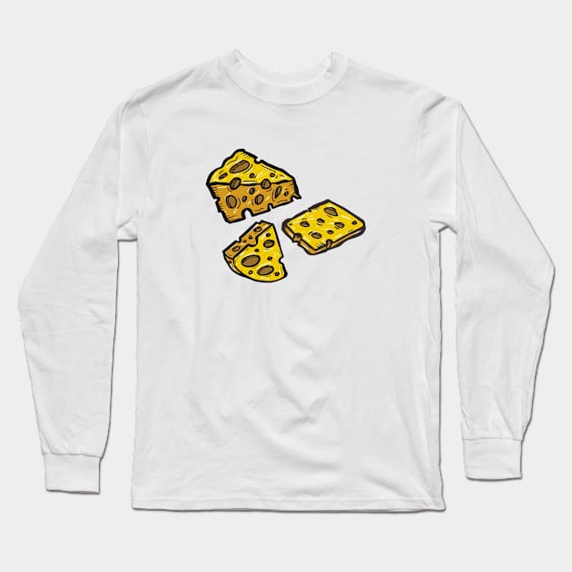 Cheese Vintgage Foodie Milk Cow Pattern Long Sleeve T-Shirt by Flowering Away